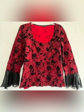 Vintage Whimsigoth Burnout Velvet Mesh Algo Top Shirt